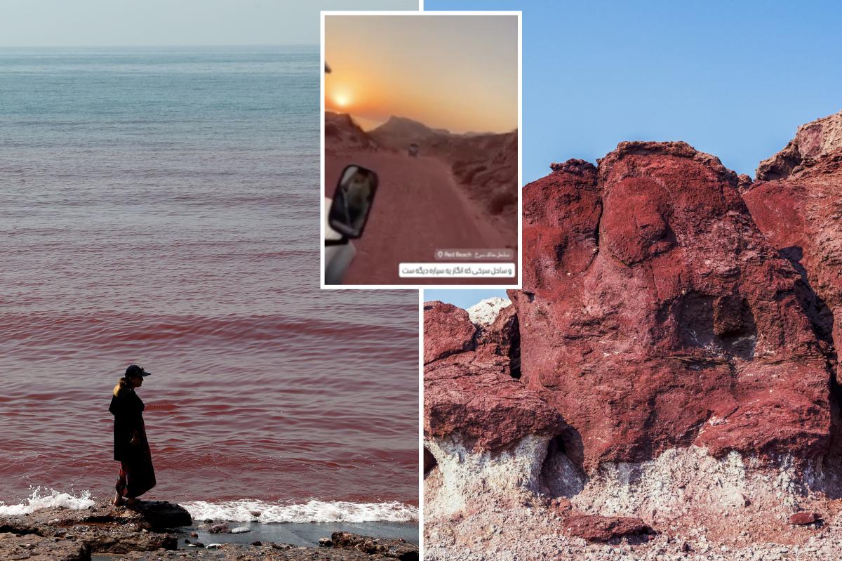 Heavy rainstorms turn Iranian island’s landscape blood-red in wild scene