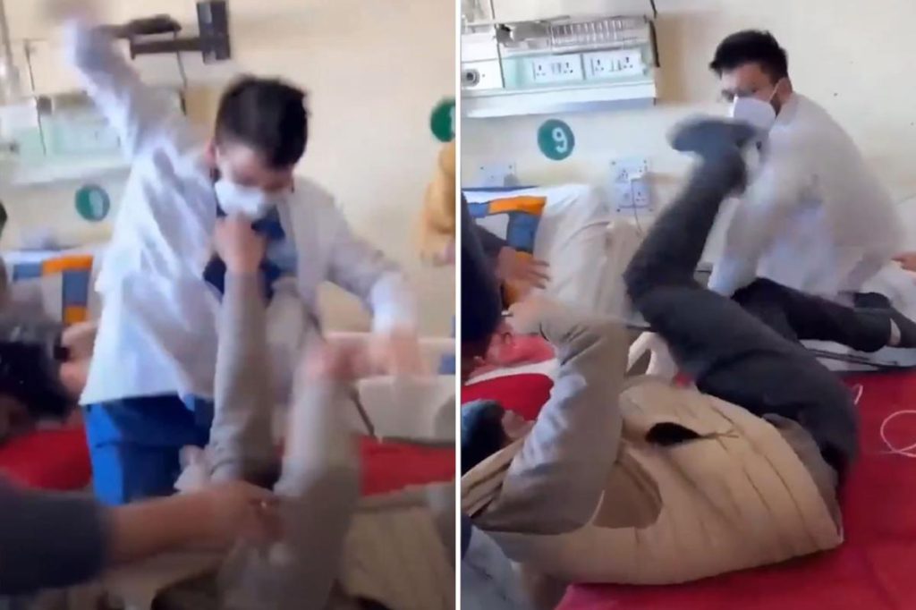 Moment doctor repeatedly punches patient captured in shocking video