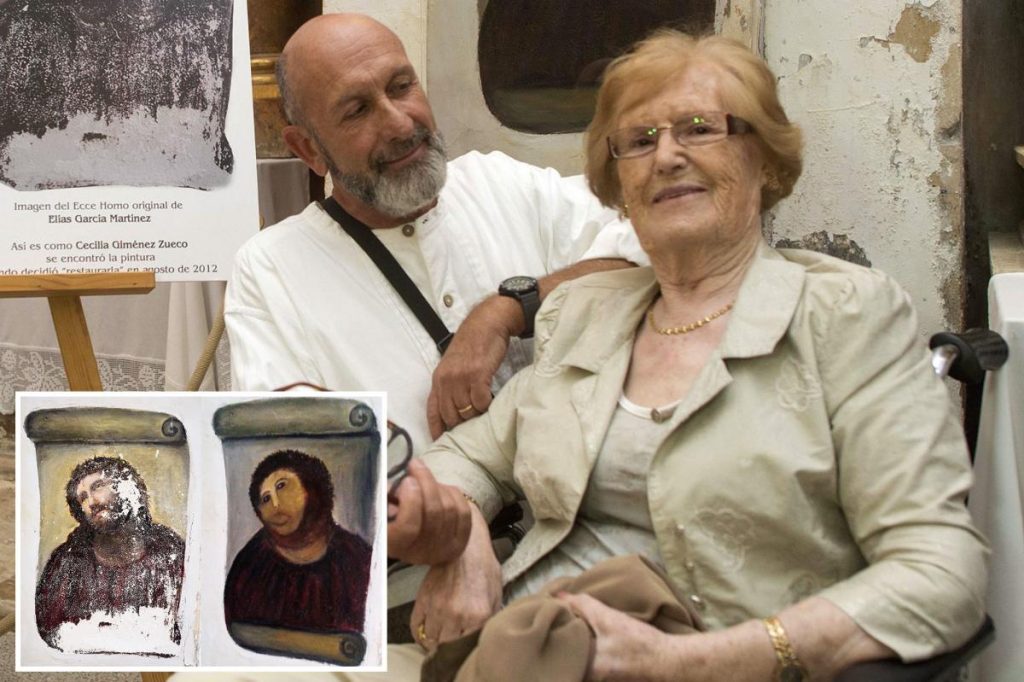 Amateur artist who famously botched ‘Monkey Jesus’ restoration dead at 94