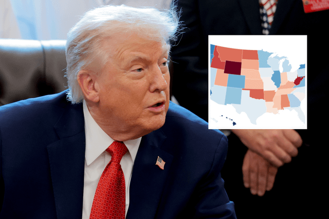 Map shows Donald Trump's approval rating in every state after 11 months