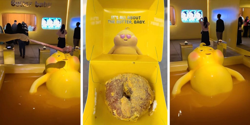 "Nothing prepared me": Butter Baby pop-up lets guests spoon butter onto a yellow mascot