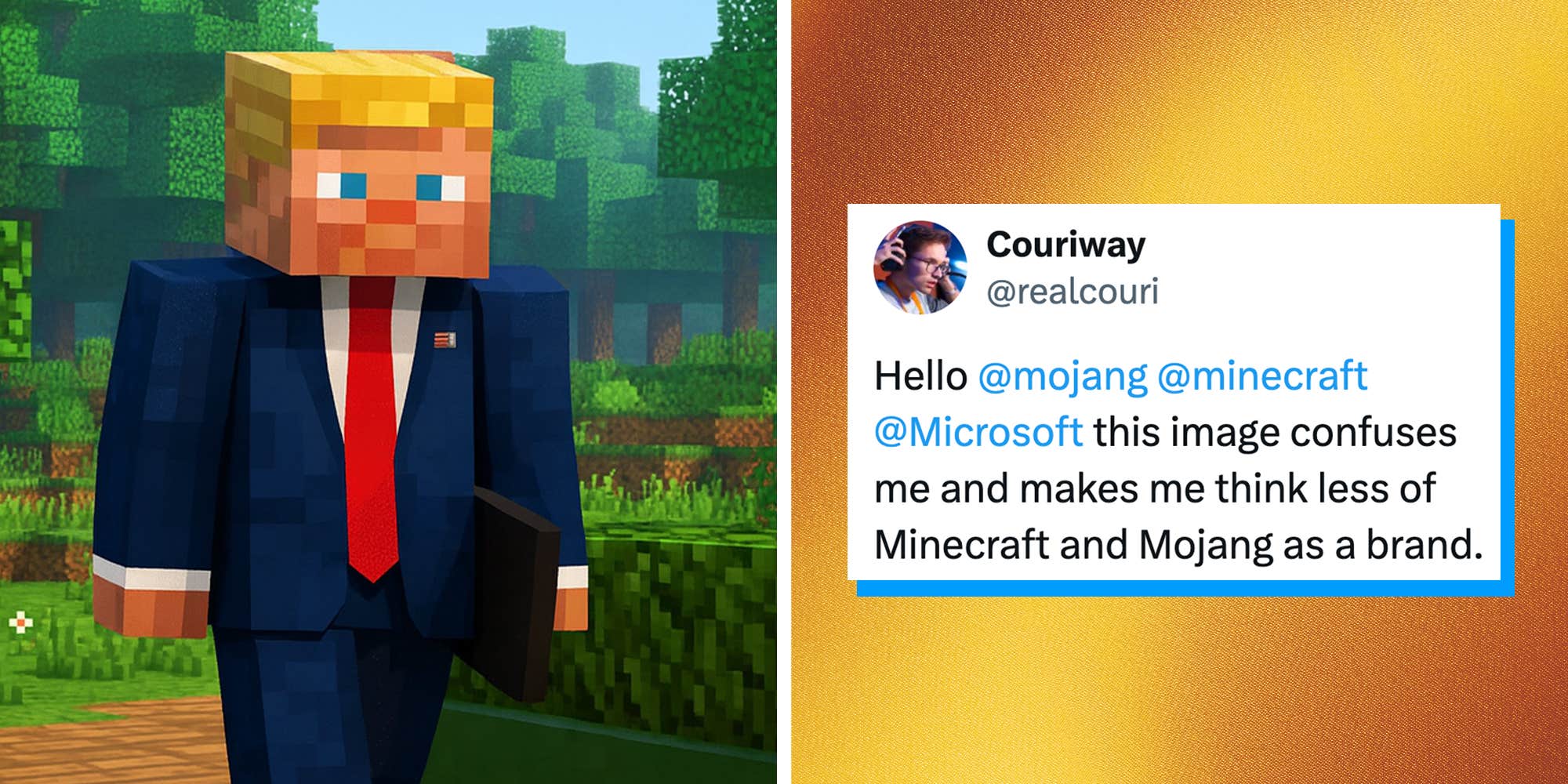 The "Minecraft" world record holder is boycotting the brand over White House post: "This image confuses me"