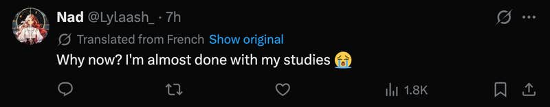 &ldquo;Why now? I'm almost done with my studies 😭&rdquo;