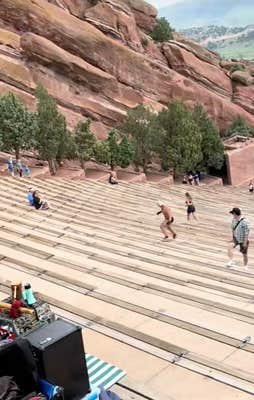 @mattr5407/TikTok red rocks guy running down the steps backward at red rocks amphitheatre