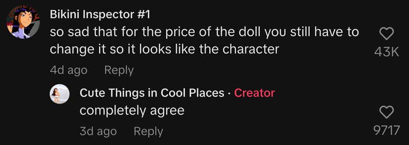 “so sad that for the price of the doll you still have to change it so it looks like the character”