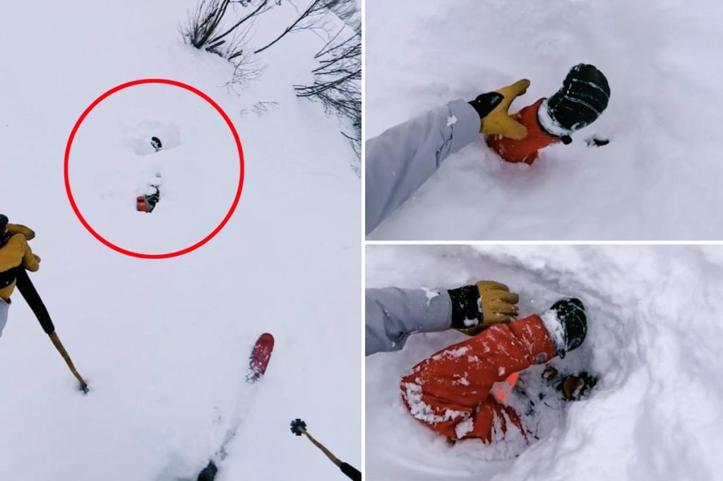 Pulse-pounding moment skier rescues man buried under avalanche— after spotting limb sticking out of snow