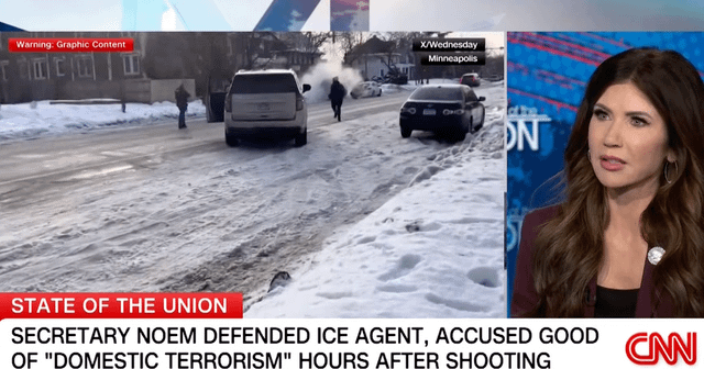 Kristi Noem Falsely Claims ICE Agent Was 'Ran Into' Before Deadly Shooting in Minneapolis