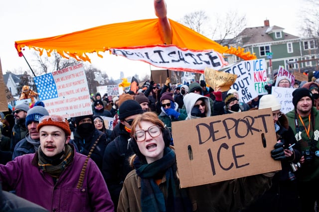 Thousands march in Minneapolis to protest ICE after shooting