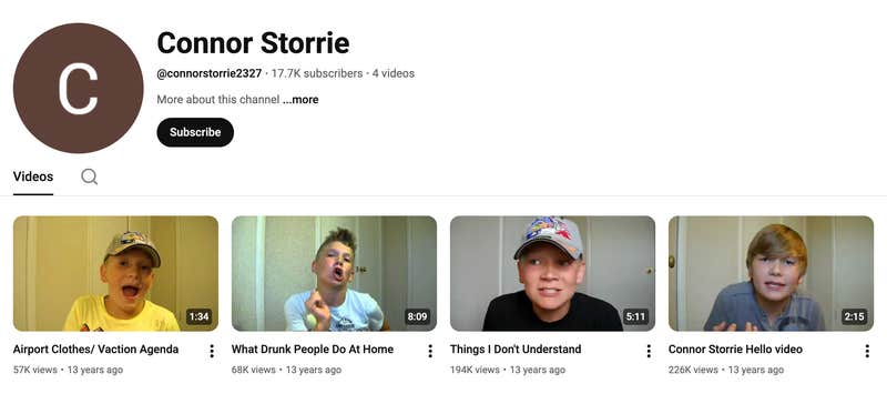 screenshot of a youtube channel