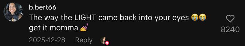 &ldquo;The way the LIGHT came back into your eyes 😭😭 get it momma 💅&rdquo;