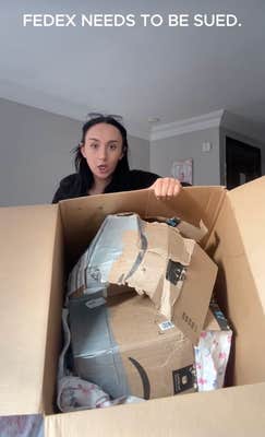 @kyleebaxa/TikTok clothing destroyed and stained during shipping "Fedex needs to be sued."